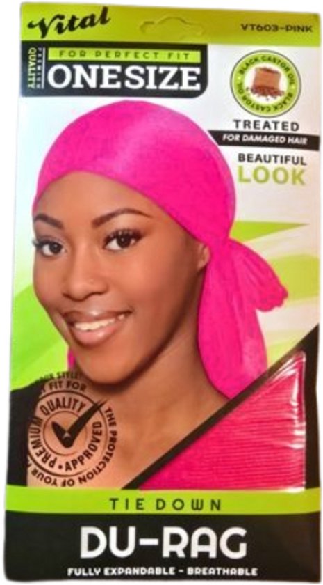 Vital Silky Tie-Down Du-Rag Perfect Fit Onesize pink