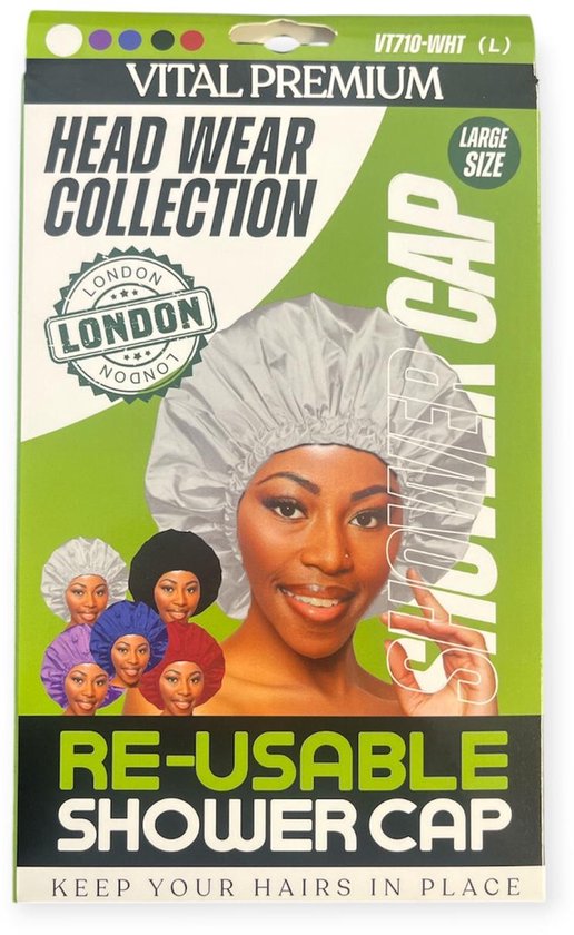 Vital Premium Re-Usable Shower Cap – White (LARGE SIZE)