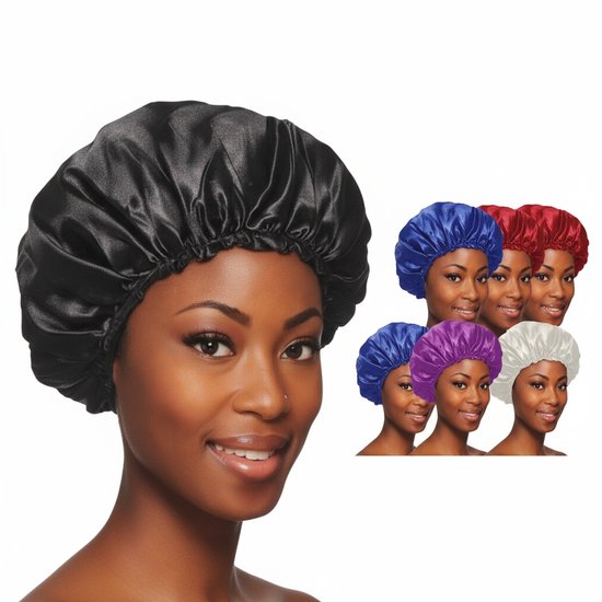 Vital Premium Re-Usable Shower Cap Black – Large Size Waterproof Hair Protection